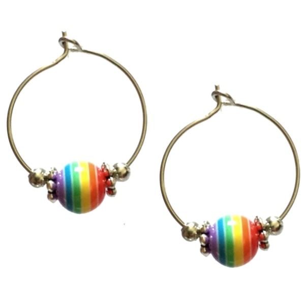Øreringe - Kreoler - Perle - LGBT - Regnbue Multicolor