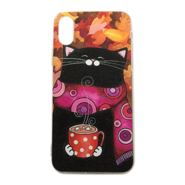 iPhone XR Katt i höstkläder Autumn cat Röd