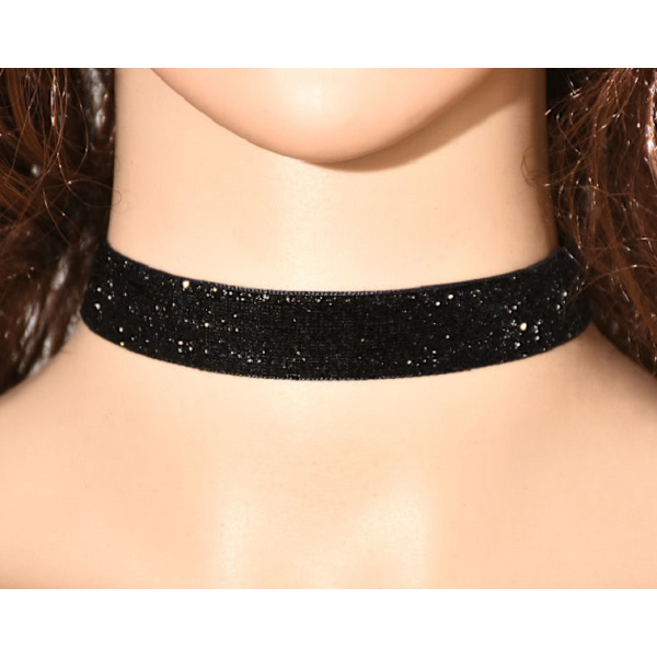 Choker Glitter SVART Rock Punk 90-tal