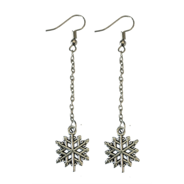 Earrings - Snowflake - Chain Silver