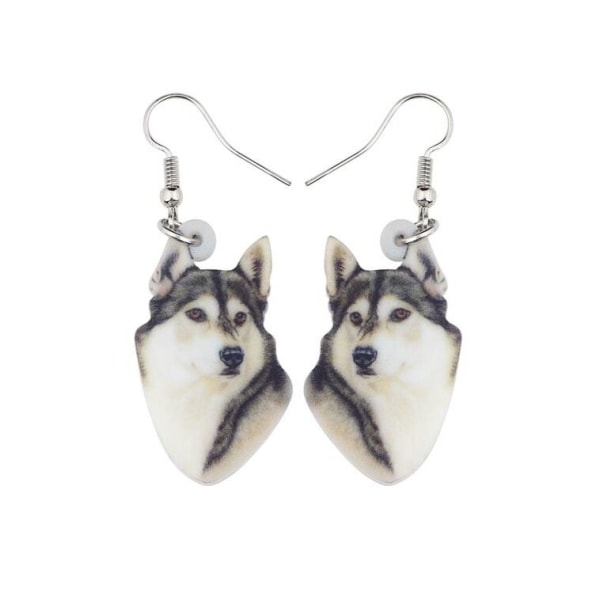 Earrings - Siberian Husky - Alaskan Malamute - Acrylic Gold