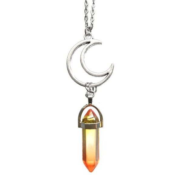 Halsband Halvmåne Kristallspets Crescent Moon Wicca Pagan Gul