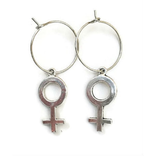 Kreoler Feministisk Feminisme Venus Kvinde Symbol Rustfri Ringe Silver