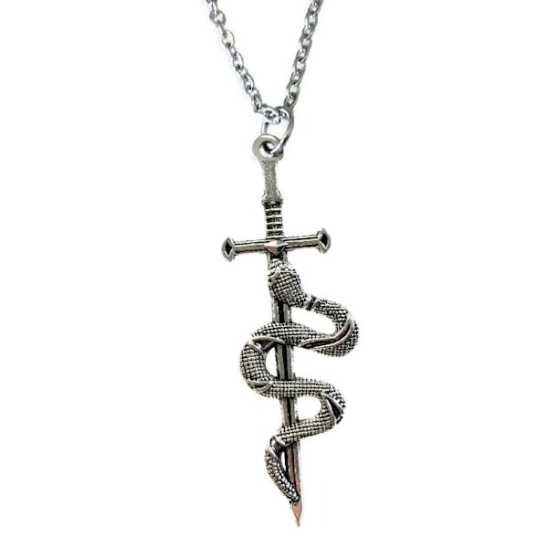 Halsband Svärd Orm Serpent Snake Dagger Rostfri kedja