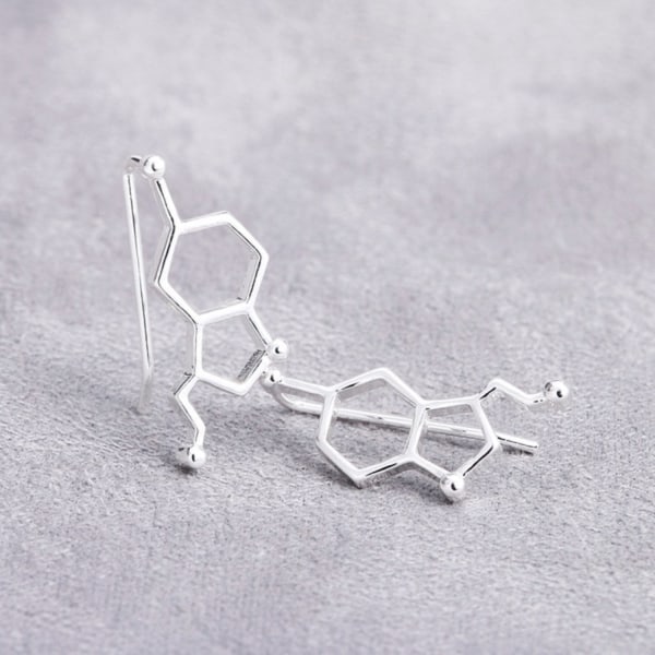 Örhängen Serotonin Molekyl Stift Stud Kemi Science Silver