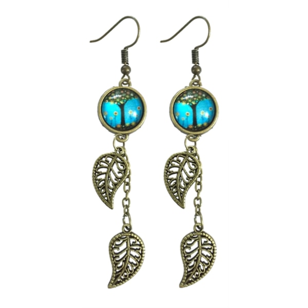 Earrings - Leaves - Tree of Life - Turquoise Multicolor