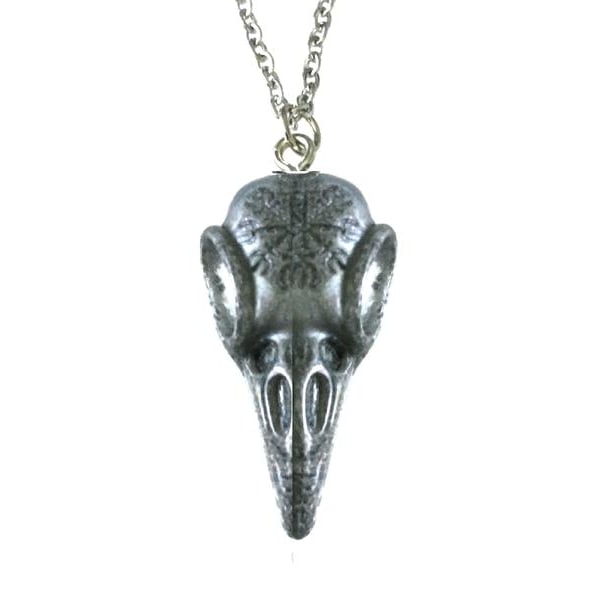 Halsband Raven Skull Korp Skelett Skalle Silver