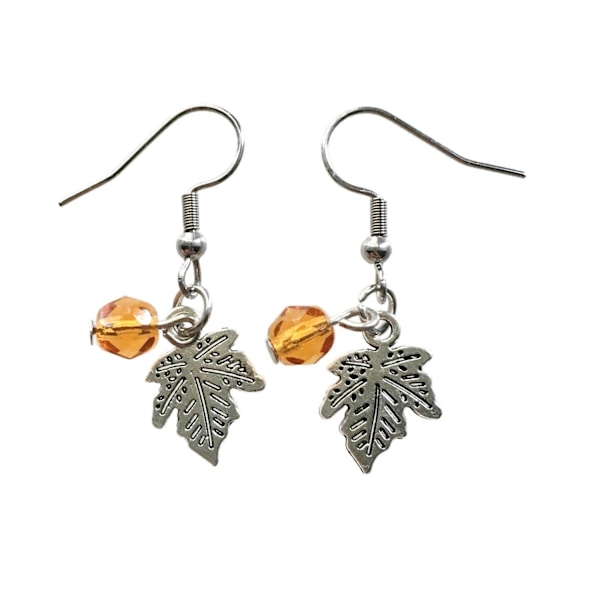 Örhängen Löv Höst Leaves Maple Leaf Lönn Silver Brown