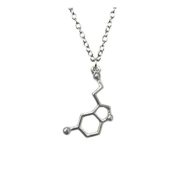 Halsband Molekyl Serotonin Rostfri kedja Kemi Molecule Guld