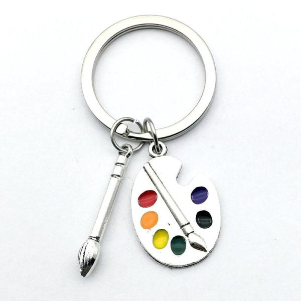 Keyring - Palette - Paintbrush Silver