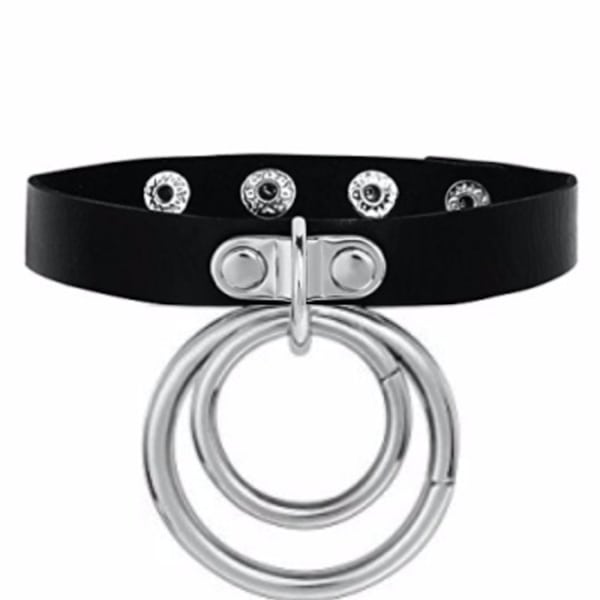 Choker O Ring OVERSIZE Svart PU Dubbel O Svart