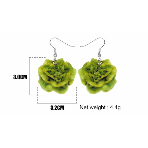 Earrings - Lettuce  - Oversize - Acrylic Green