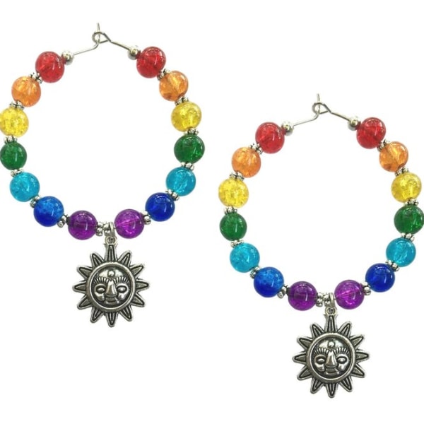 Earrings - Creoles - Sun - Rainbow - Beads - Chakra Multicolor