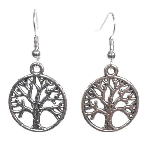 Korvakorut Life Tree Ruostumaton koukku Elämänpuu symboli Silver