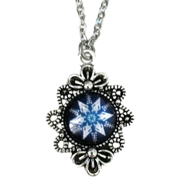 Halsband Snöflinga Vinter Jul Snowflake Blå