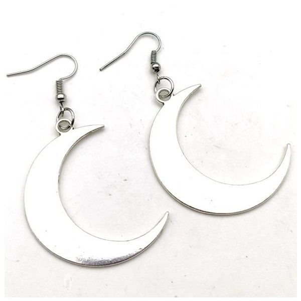 Örhängen Måne Crescent Moon Wicca Pagan Halvmåne Rostfria krokar Silver