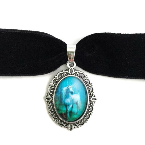 Choker Unicorn Unicorn Fantasia Fairy Tale Velvet Velvet