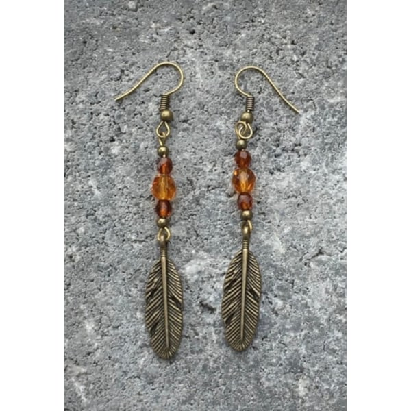 Örhängen Fjädrar Fjäder Höstfärger Feather Boho Hippie Brown