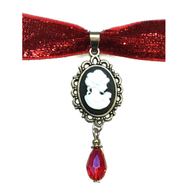Choker - Glitter - Red - Camé - Drop Multicolor