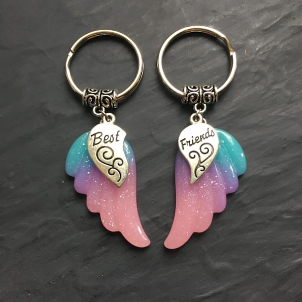 Keyring - Wings - Best Friend - Two pieces Pink