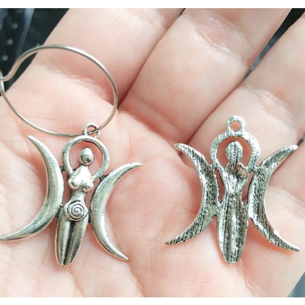 Halsband Triple Moon Goddess Gudinna Pagan Rostfri Kedja Silver