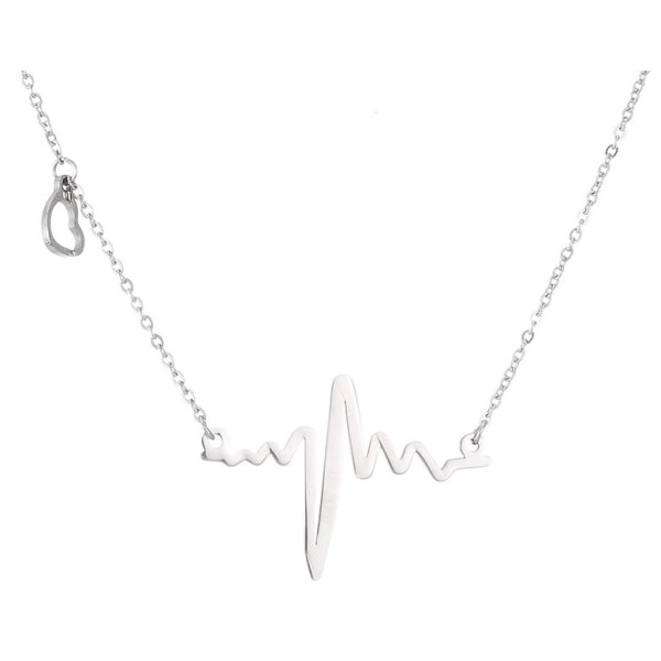 Halskjede Heartbeat Pulse ECG Heatbeat Heart Silver