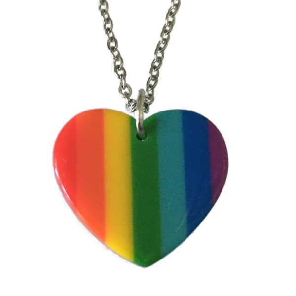 Halsband Hjärta Regnbåge Kärlek Heart HBTQ Rostfritt multifärg