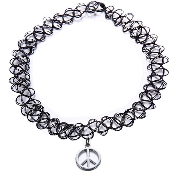 Choker - Peace - Halsband - Tattoo Spets 90-tal