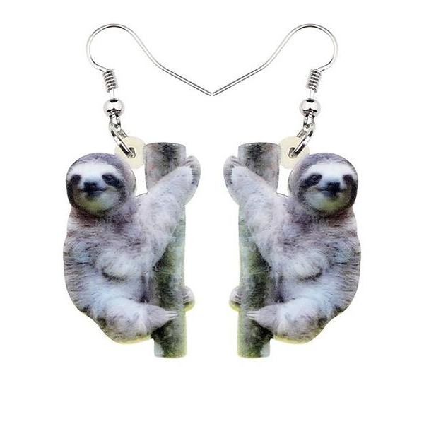 Earrings - Sloth - Acrylic White