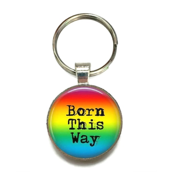 Nyckelring Pride Regnbågssmycke Born This Way LGBT HBTQ multifärg