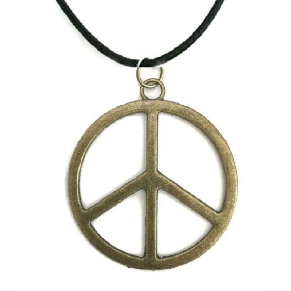 Halskæde PEACE Symbol Peace Sign Large Bronze - Strap