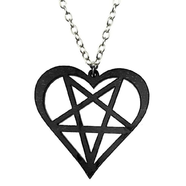 Halsband Pentagram Heartagram Svart Him Symbol Wicca Svart