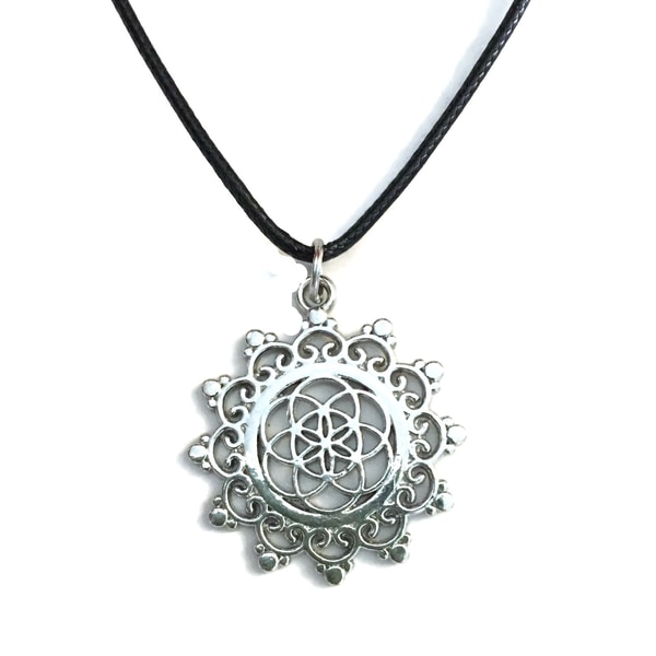 Halsband Mandala Blomma Buddhism Yoga Flower of life - Rem