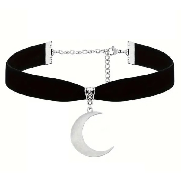 Choker Halvmåne Moon Crescent Moon HalsbandWicca Pagan Skull