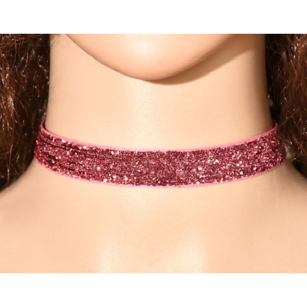 Choker Glitter CERISE Rock Punk 90-tal