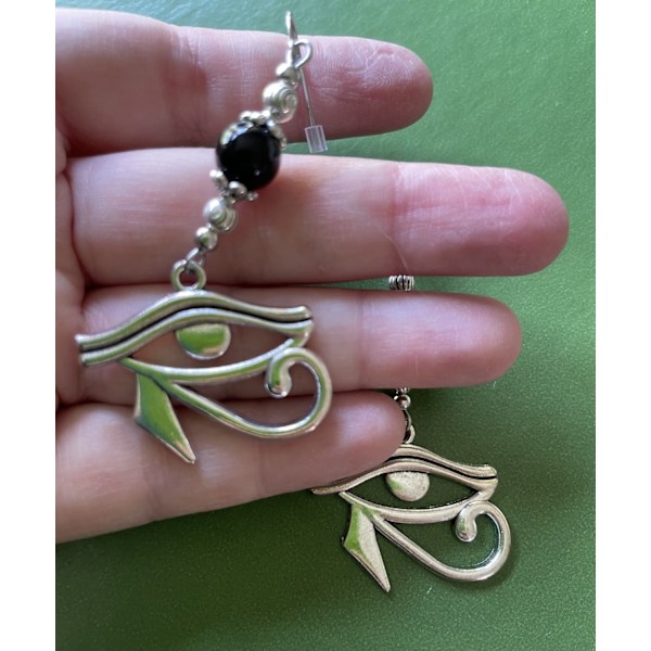 Örhängen Horus Öga Ra Udjat Egyptisk symbol Onyx Svart