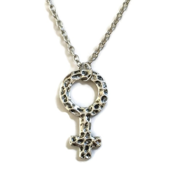 Necklace - Female Symbol - Venus - Large - Long chain Silver