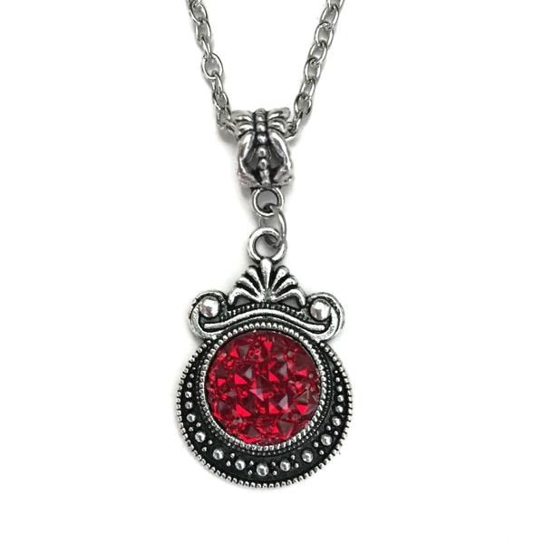 Örhängen Halsband 3-delat RÖD Glitter Opal Goth Victorian