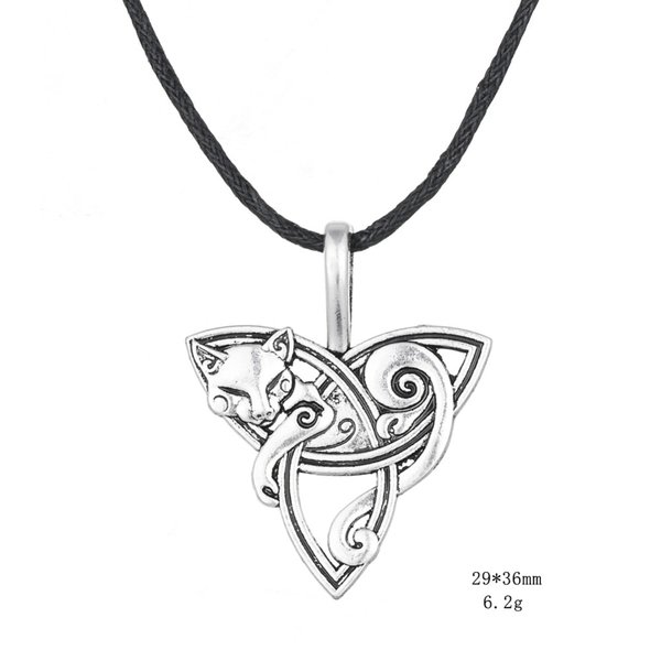Halsband Keltisk Symbol Räv/Katt Wicca Pagan Mytologi Amulett Silver