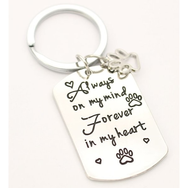 Keyring - Always on my mind forever in my heart - Paw Silver