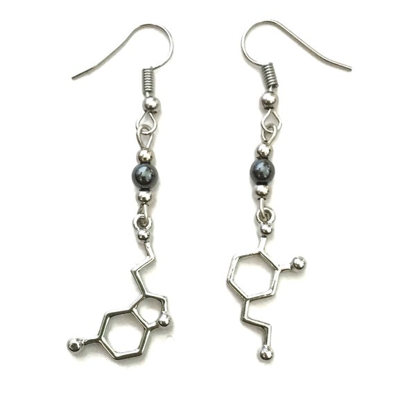 Örhängen Dopamin Serotonin Asymmetriska Molekyl Hematit Kemi Grey