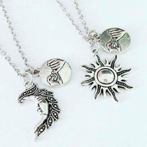 Necklace - Sun - Moon  Pinky Swear Silver