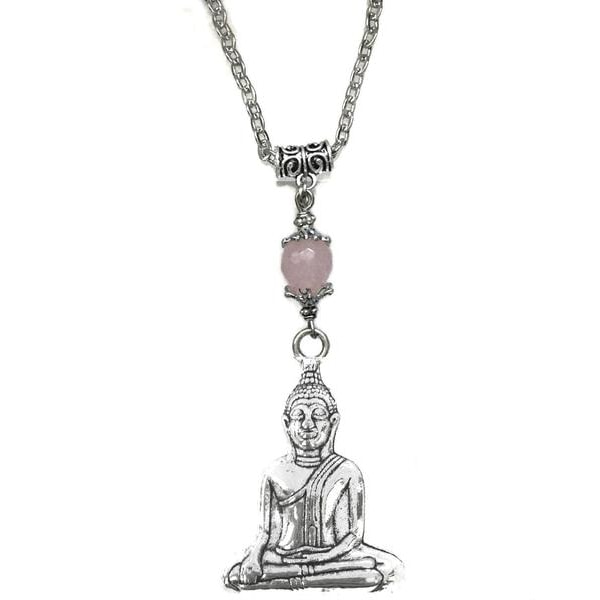 Halskjede - Buddha - Rosenkvarts Pink