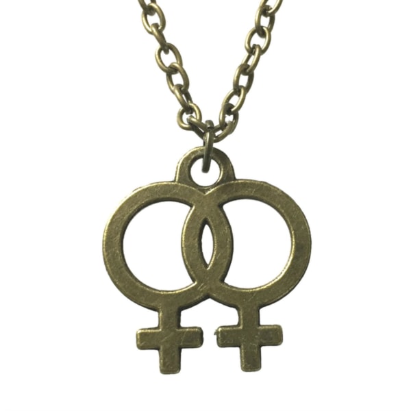 Halskæde - Dobbelt kvindesymbol - Pride - Bronze Bronze