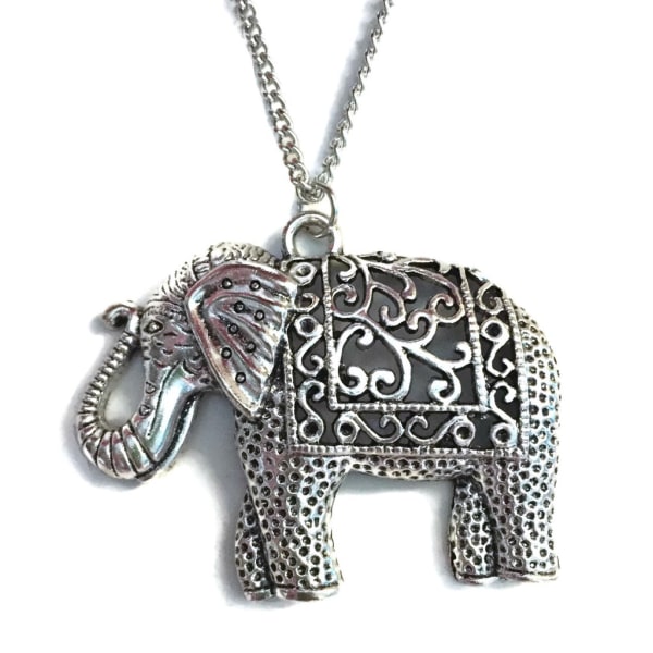 Elefantti kaulakoru intialaistyylistä antiikkihopeaa