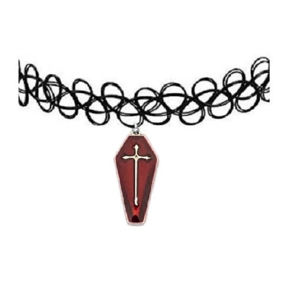 Choker - Coffin - Tattoo - Red Black