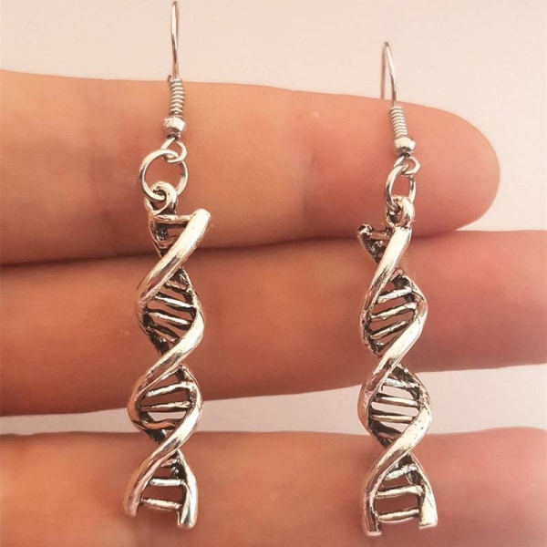Korvakorut DNA Spiral Molekyl Kemi XL Ruostumaton koukku Silver