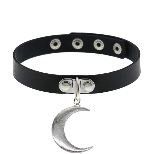 Choker Halvmåne Collar Halsband PU-läder Crescent Moon