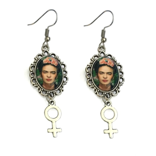 Korvakorut - Frida Kahlo - Naisen symboli - hopea Multicolor