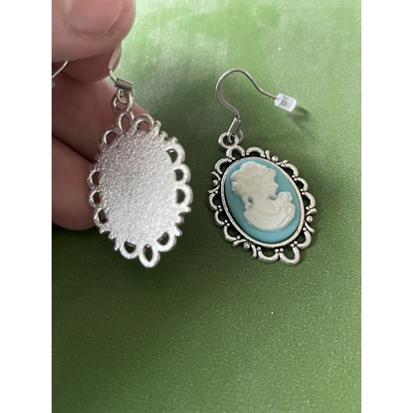 Necklace - Earrings - Set - Camé - Blue White